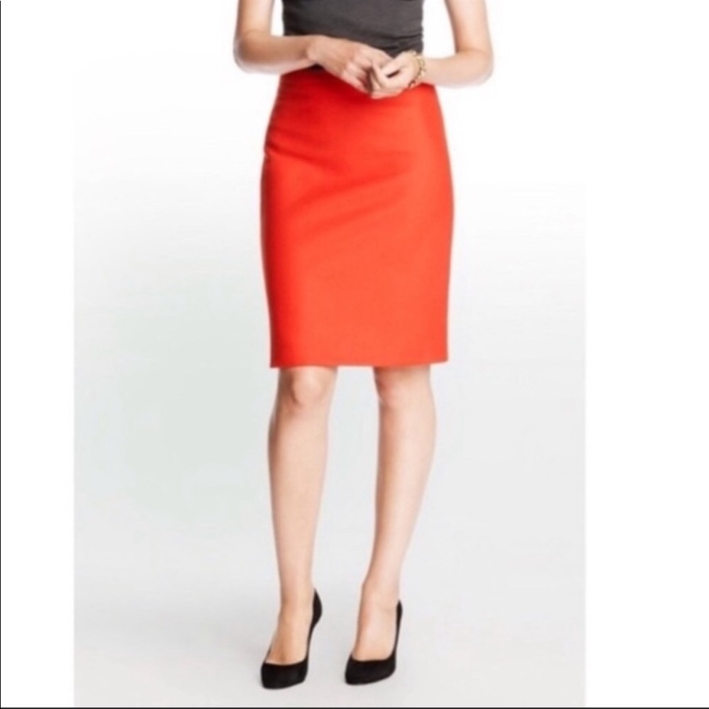 J Crew orange wool pencil skirt size 6